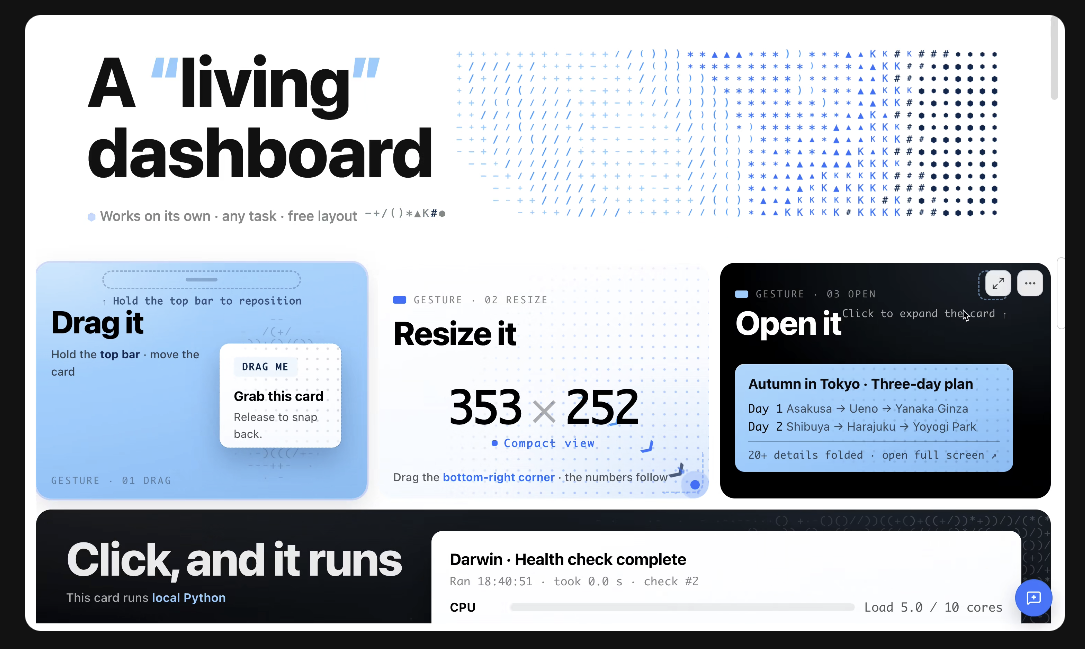 Kimi Work Widgets and Dashboard